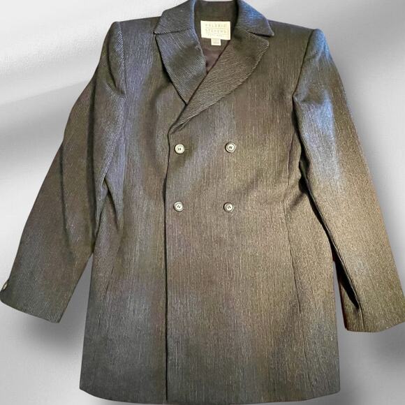 Valerie Stevens Doubler Breasted Pure Wool Pant Suit Women's Sz 12 Two-Piece Blk - Picture 2 of 16